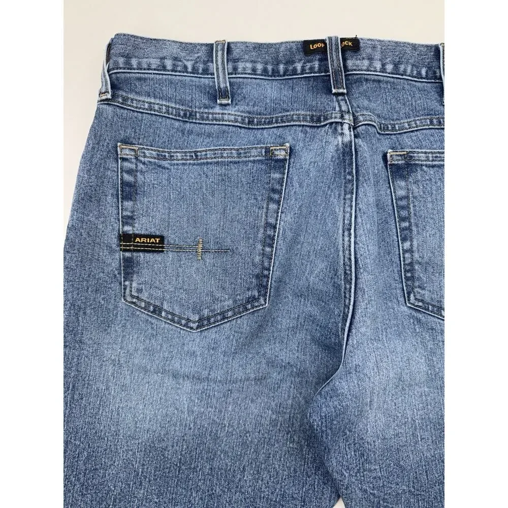 Ariat Rebar M4 Durastretch Relaxed Boot Jeans Mens 34 / 32 Blue Denim Workwear